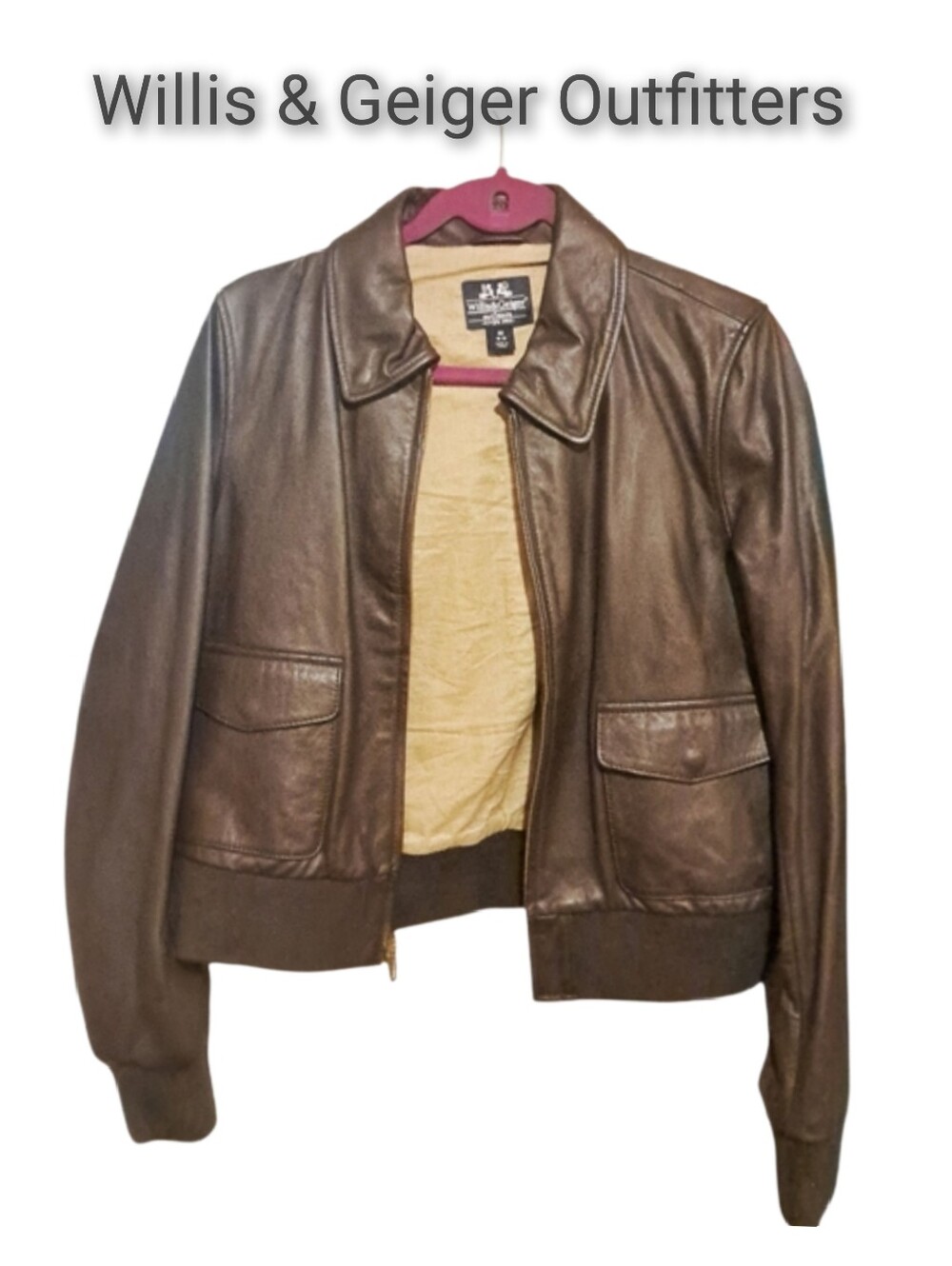 Willis & Geiger Brown Leather Jacket. Size M